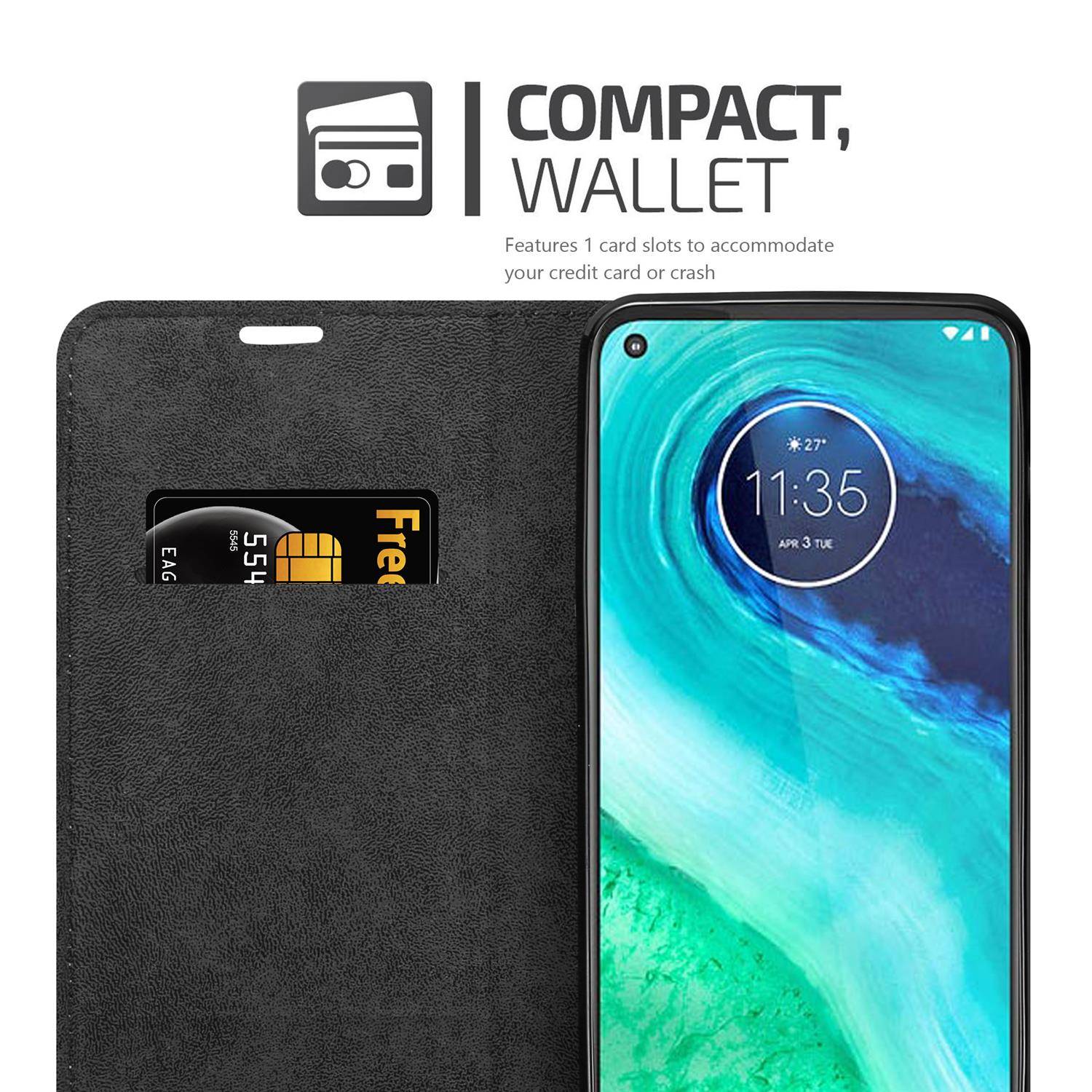 Cadorabo Hülle für Motorola MOTO G8 Schutz Hülle in Braun Handyhülle Etui Case Cover Magnetverschluss