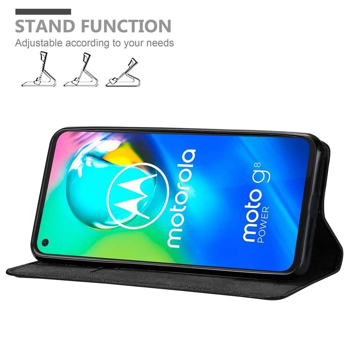 Cadorabo Hülle für Motorola MOTO G8 POWER LITE Schutz Hülle in Schwarz Handyhülle Etui Case Cover Magnetverschluss