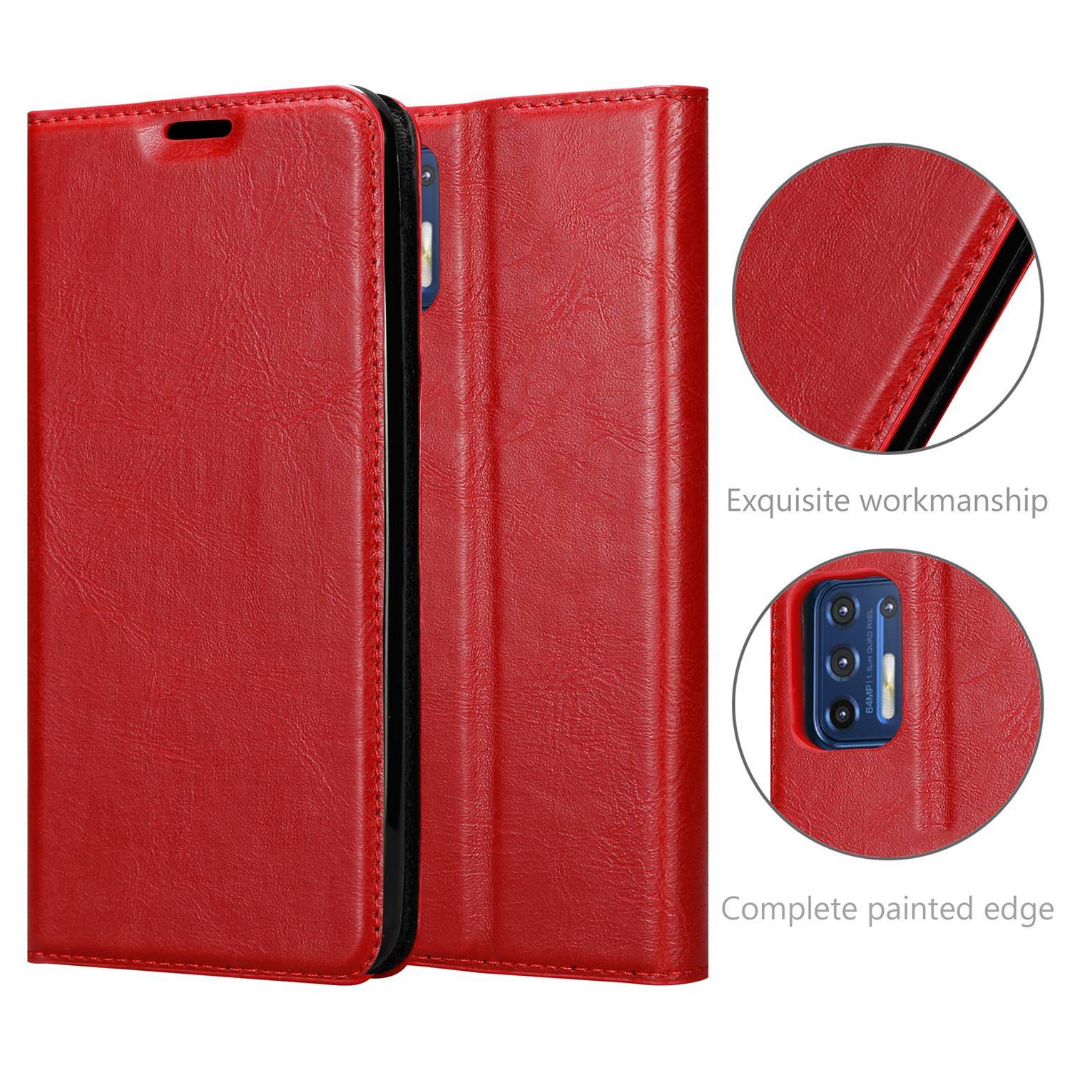 Cadorabo Hülle für Motorola MOTO G9 PLUS Schutz Hülle in Rot Handyhülle Etui Case Cover Magnetverschluss