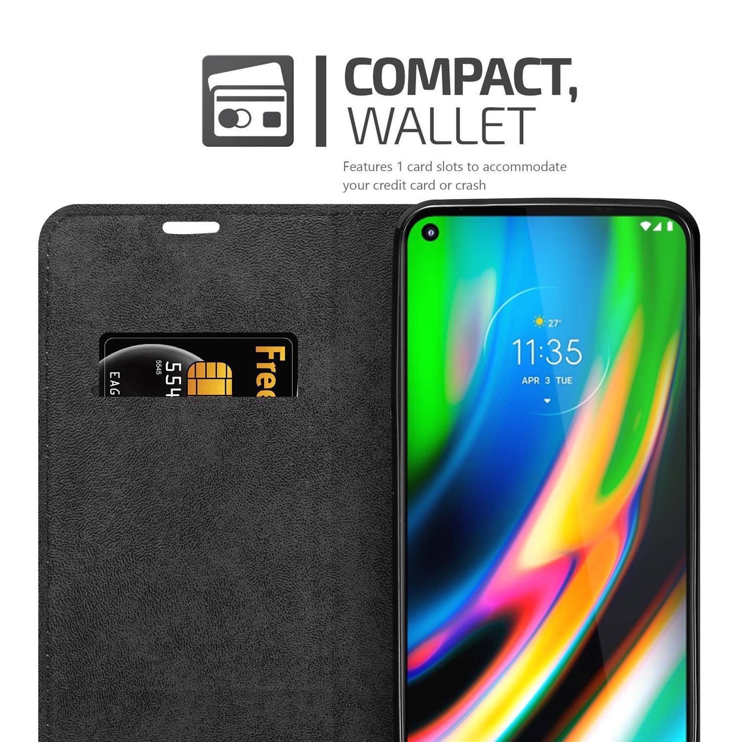 Cadorabo Hülle für Motorola MOTO G9 PLUS Schutz Hülle in Rot Handyhülle Etui Case Cover Magnetverschluss