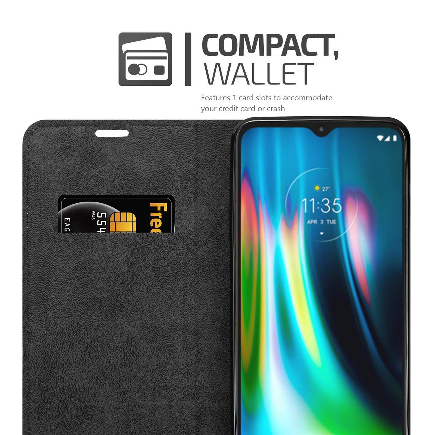 Cadorabo Hülle für Motorola MOTO G9 PLAY Schutz Hülle in Rot Handyhülle Etui Case Cover Magnetverschluss