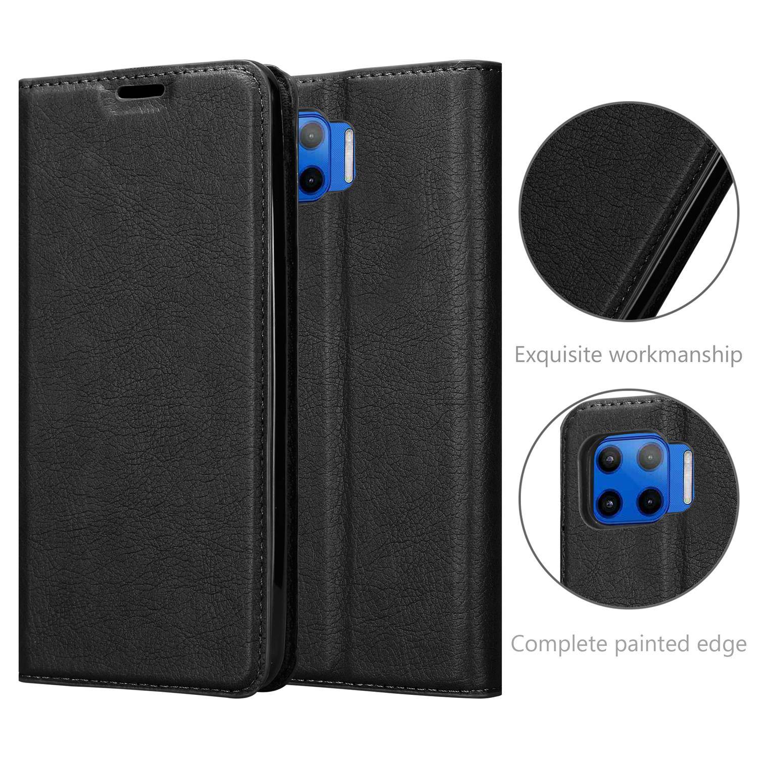 Cadorabo Hülle für Motorola MOTO G 5G PLUS Schutz Hülle in Schwarz Handyhülle Etui Case Cover Magnetverschluss