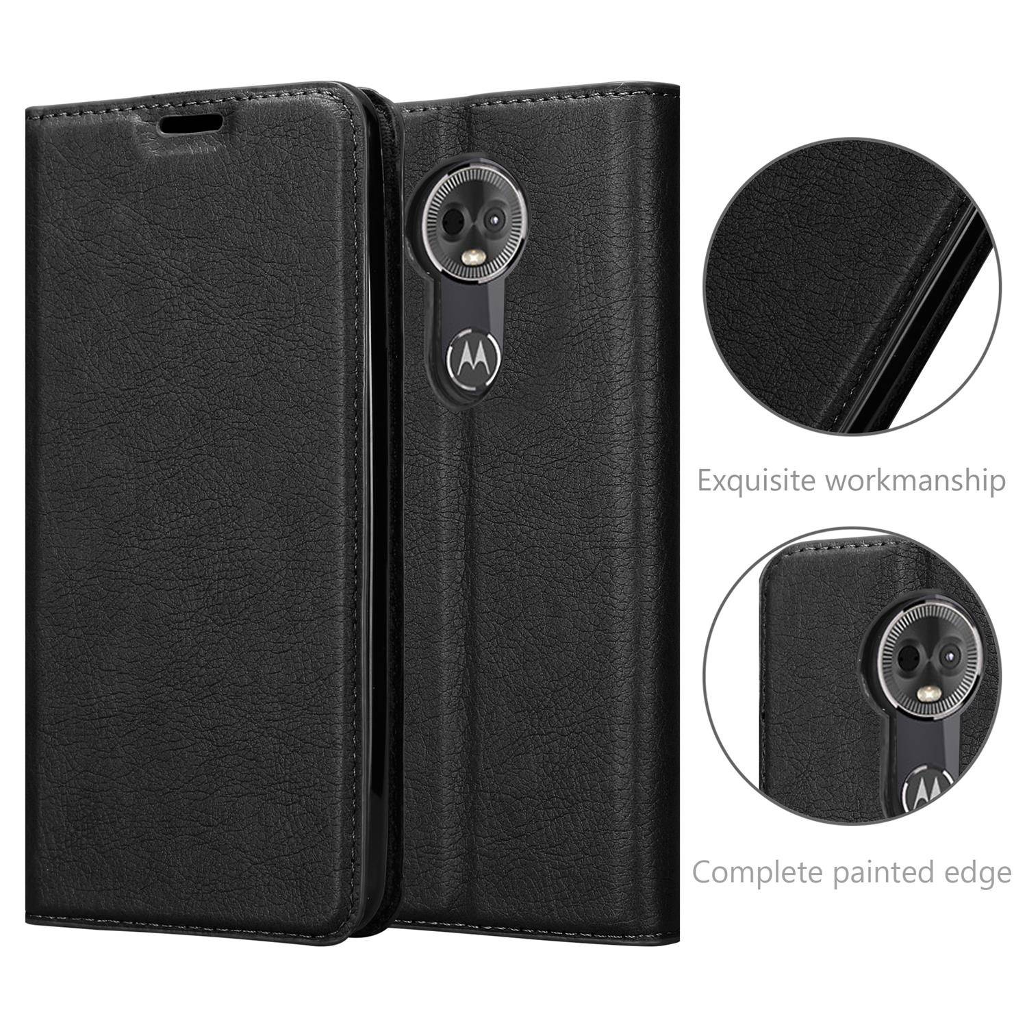 Cadorabo Hülle für Motorola MOTO E5 PLUS Schutz Hülle in Schwarz Handyhülle Etui Case Cover Magnetverschluss