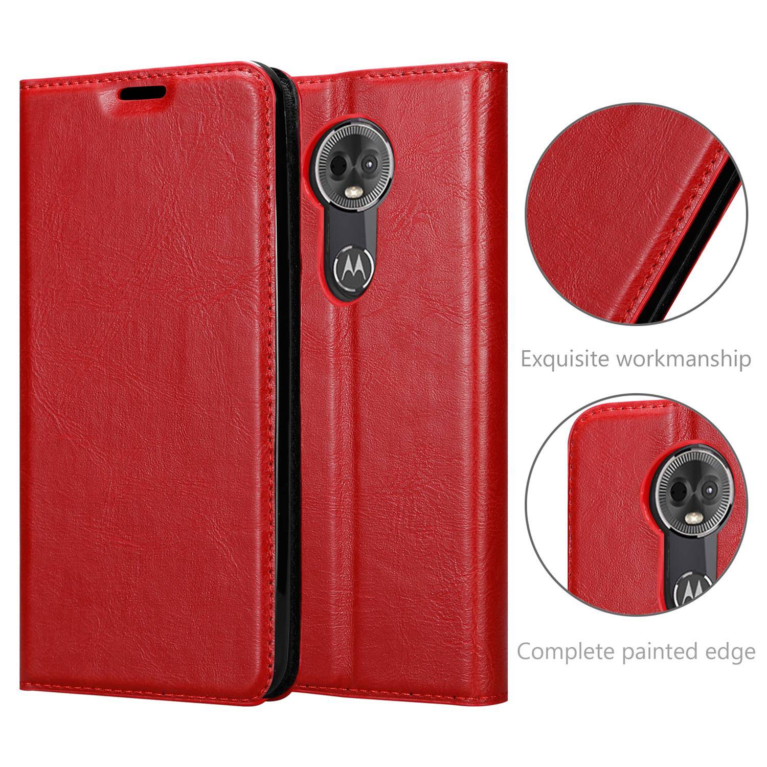 Cadorabo Hülle für Motorola MOTO E5 PLUS Schutz Hülle in Rot Handyhülle Etui Case Cover Magnetverschluss