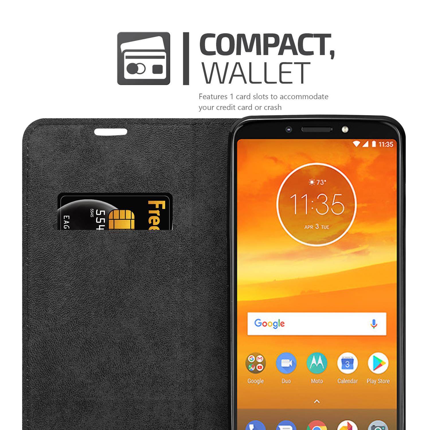 Cadorabo Hülle für Motorola MOTO E5 PLUS Schutz Hülle in Braun Handyhülle Etui Case Cover Magnetverschluss
