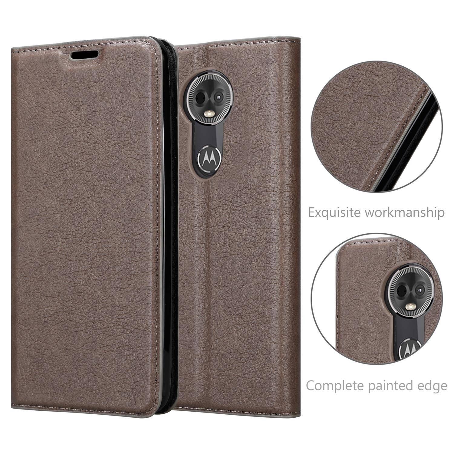 Cadorabo Hülle für Motorola MOTO E5 PLUS Schutz Hülle in Braun Handyhülle Etui Case Cover Magnetverschluss