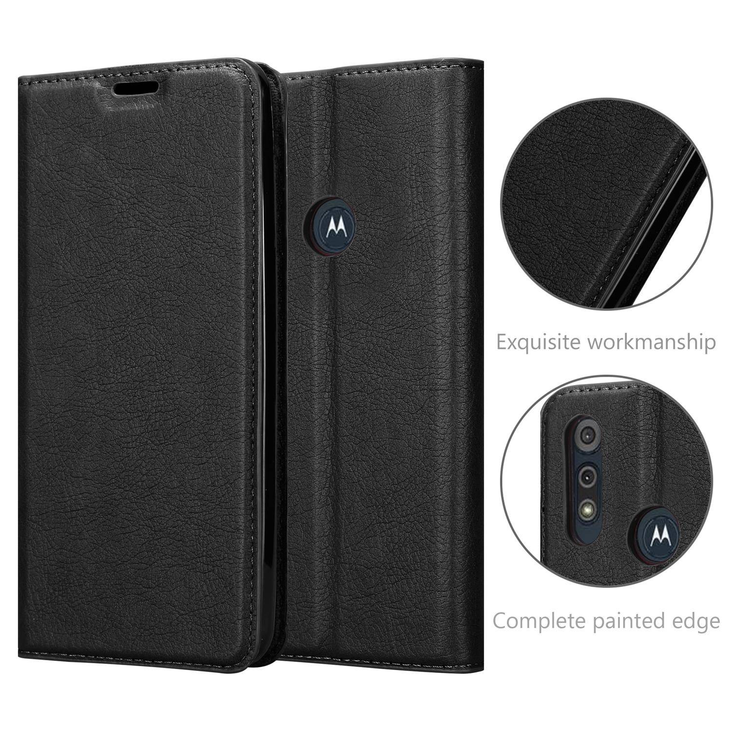 Cadorabo Hülle für Motorola MOTO E6s 2020 Schutz Hülle in Schwarz Handyhülle Etui Case Cover Magnetverschluss