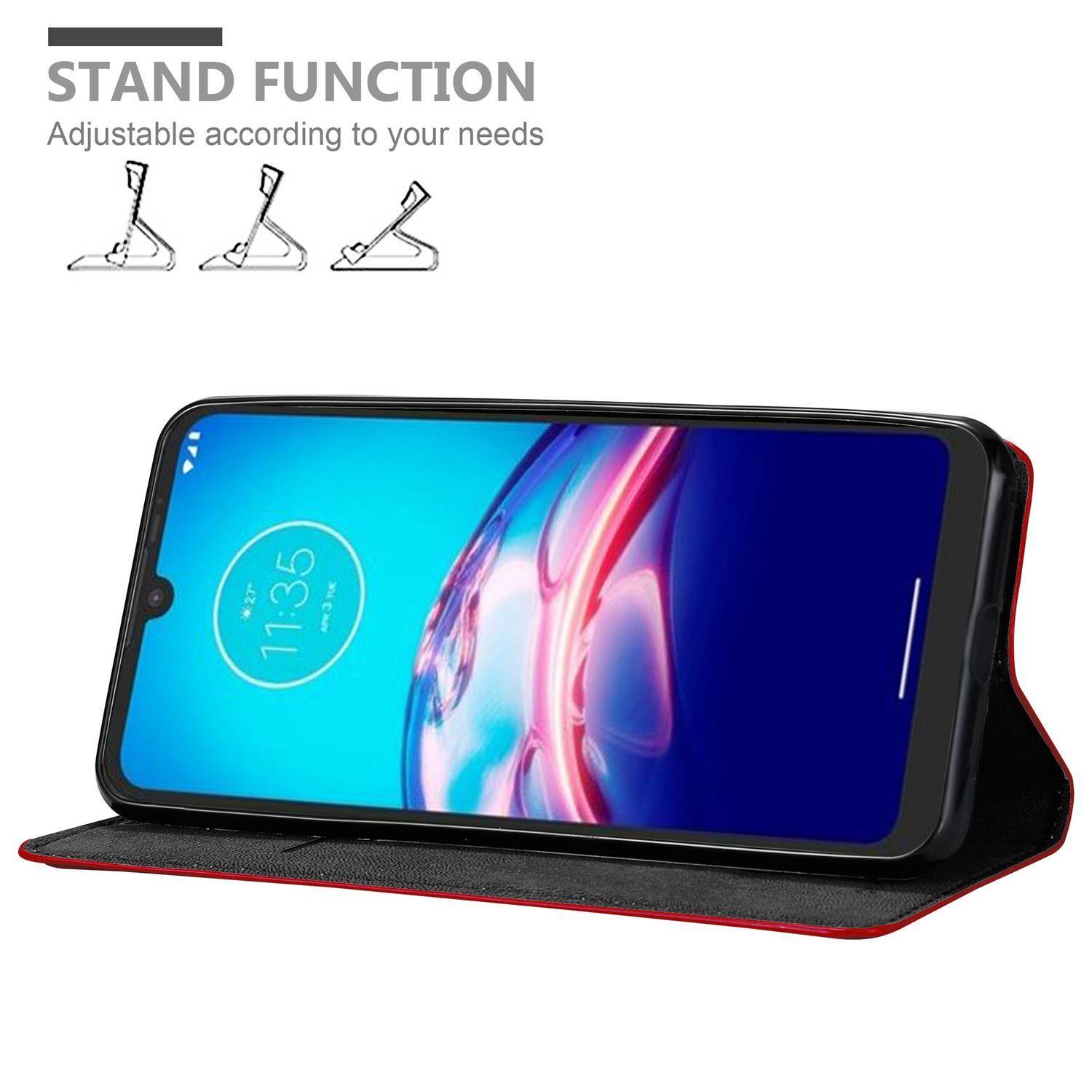 Cadorabo Hülle für Motorola MOTO E6s 2020 Schutz Hülle in Rot Handyhülle Etui Case Cover Magnetverschluss