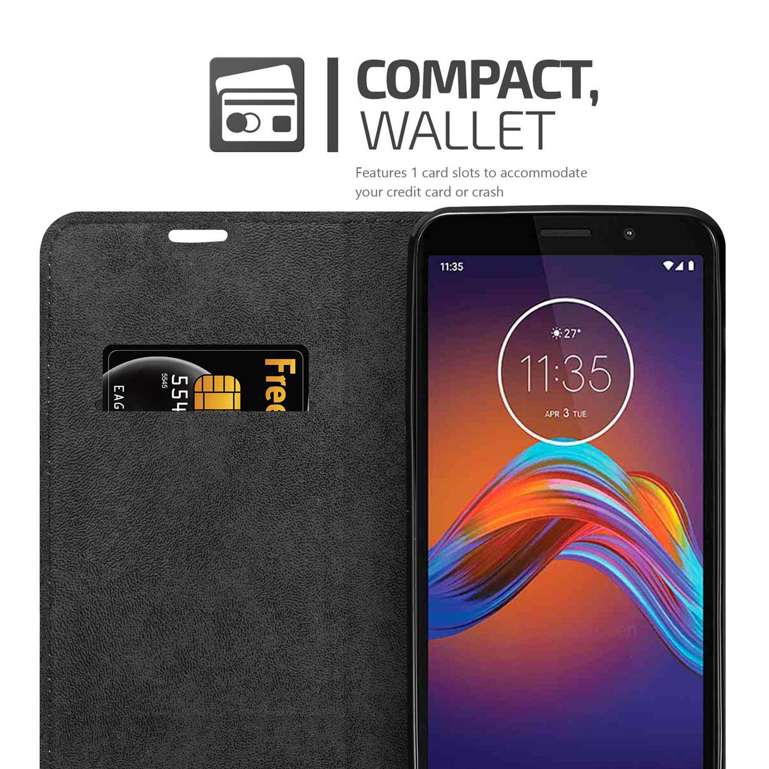 Cadorabo Hülle für Motorola MOTO E6 PLAY Schutz Hülle in Rot Handyhülle Etui Case Cover Magnetverschluss