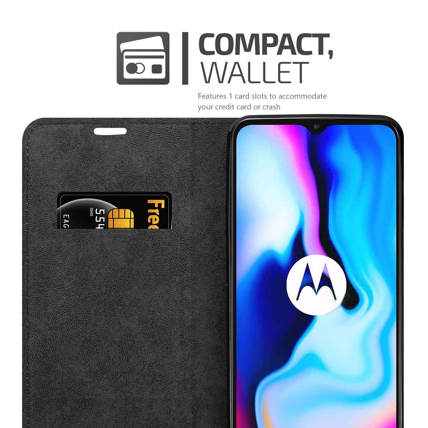 Cadorabo Hülle für Motorola MOTO E7 PLUS Schutz Hülle in Rot Handyhülle Etui Case Cover Magnetverschluss