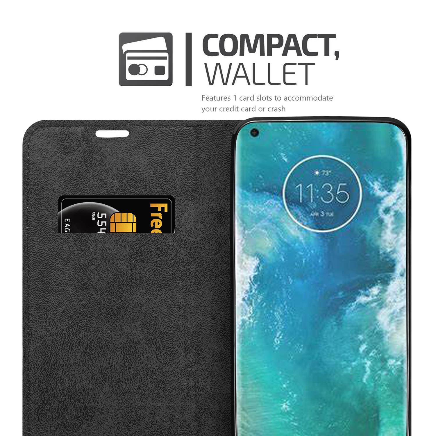 Cadorabo Hülle für Motorola EDGE+ Schutz Hülle in Schwarz Handyhülle Etui Case Cover Magnetverschluss