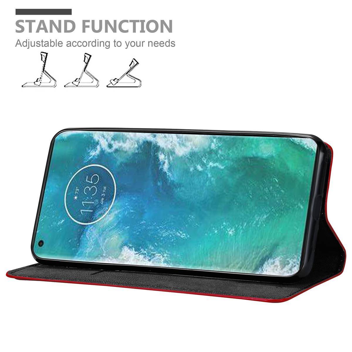 Cadorabo Hülle für Motorola EDGE+ Schutz Hülle in Rot Handyhülle Etui Case Cover Magnetverschluss