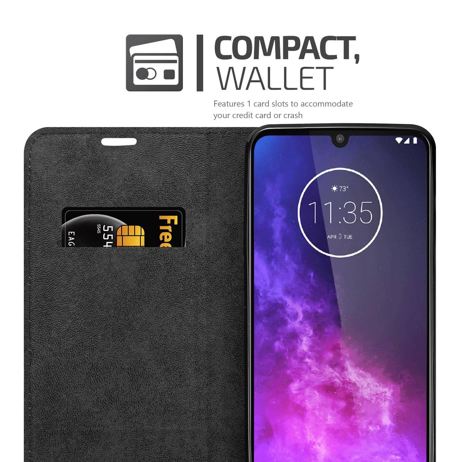 Cadorabo Hülle für Motorola ONE PRO / ONE ZOOM Schutz Hülle in Braun Handyhülle Etui Case Cover Magnetverschluss