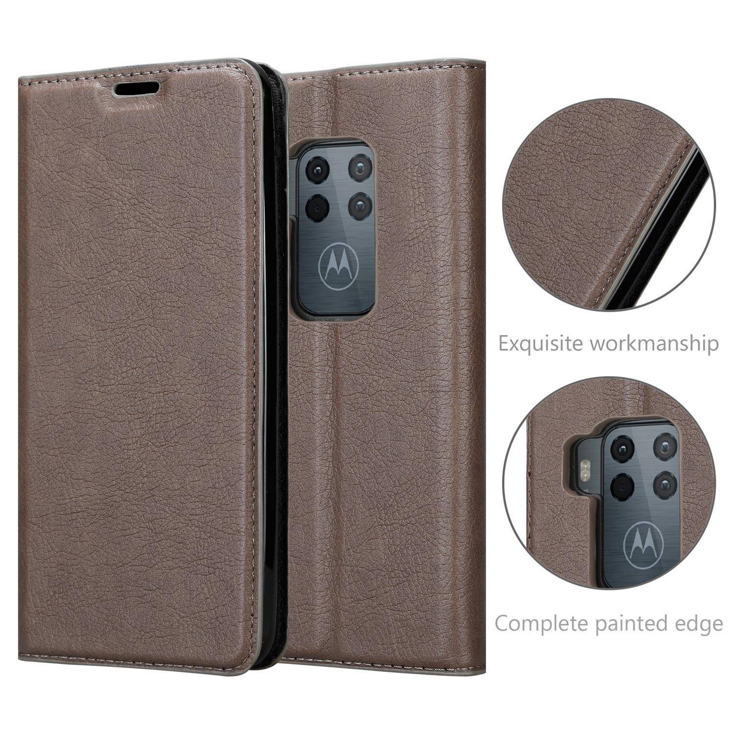 Cadorabo Hülle für Motorola ONE PRO / ONE ZOOM Schutz Hülle in Braun Handyhülle Etui Case Cover Magnetverschluss