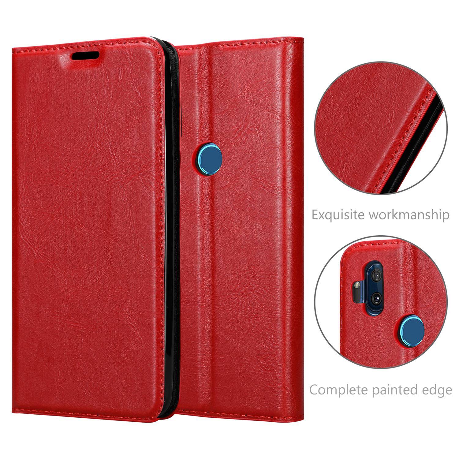 Cadorabo Hülle für Motorola ONE HYPER Schutz Hülle in Rot Handyhülle Etui Case Cover Magnetverschluss