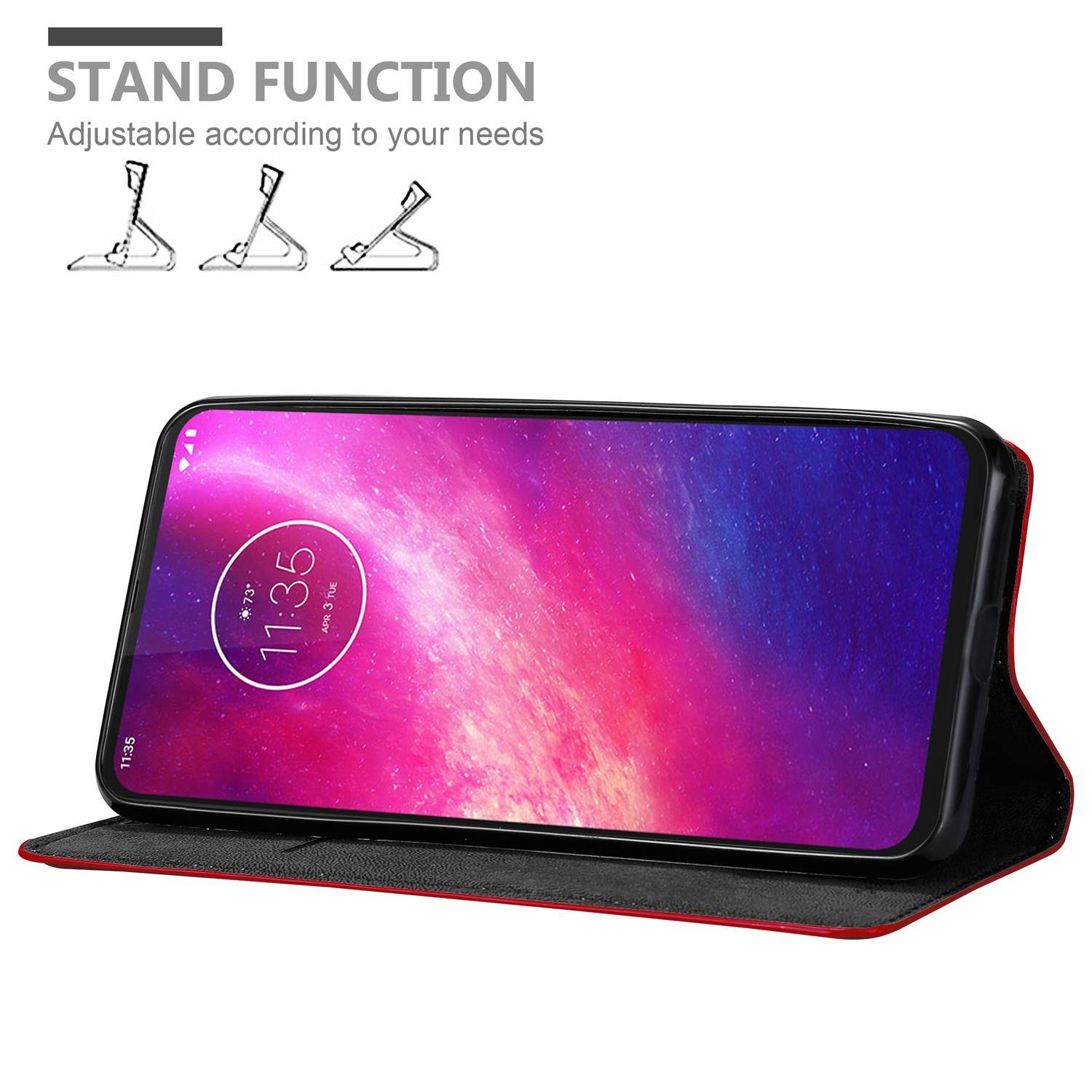 Cadorabo Hülle für Motorola ONE HYPER Schutz Hülle in Rot Handyhülle Etui Case Cover Magnetverschluss