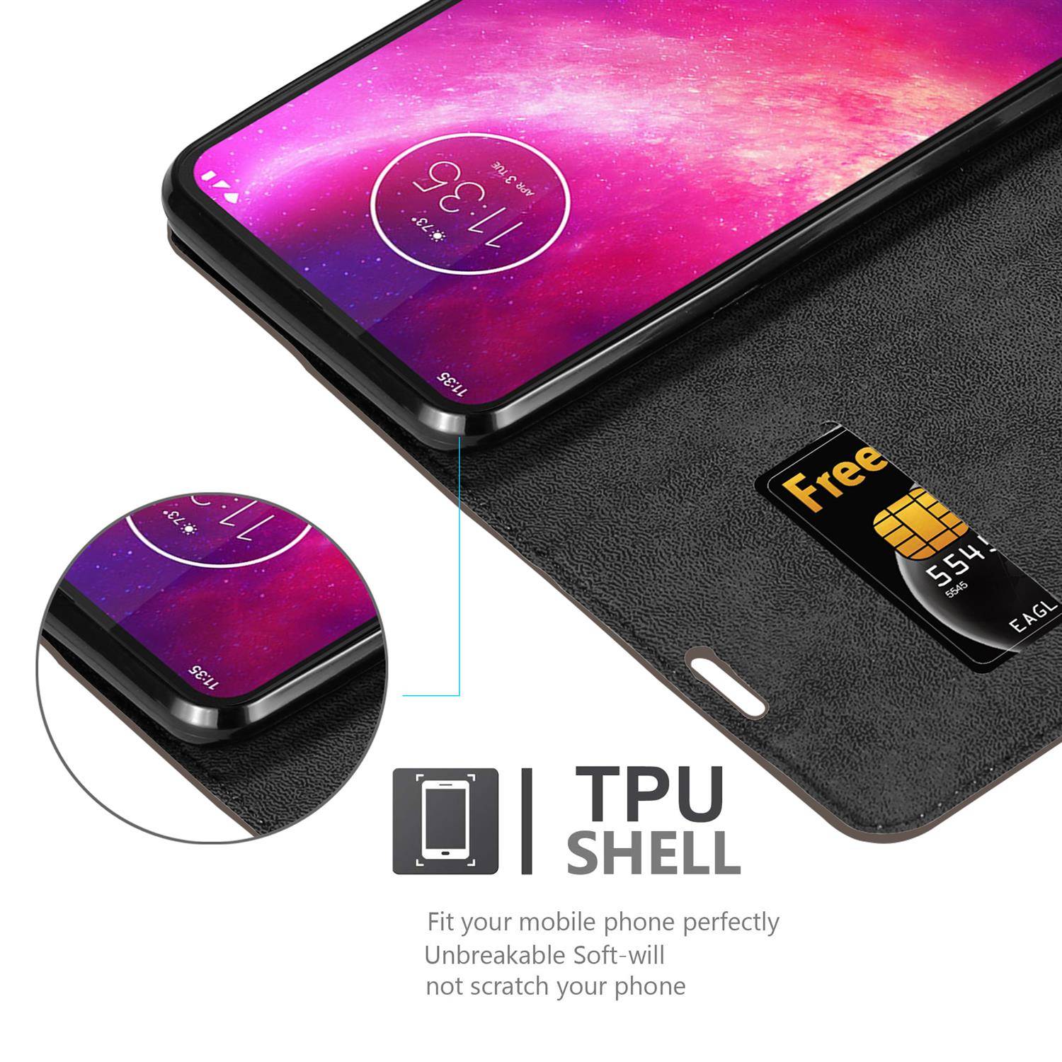 Cadorabo Hülle für Motorola ONE HYPER Schutz Hülle in Braun Handyhülle Etui Case Cover Magnetverschluss