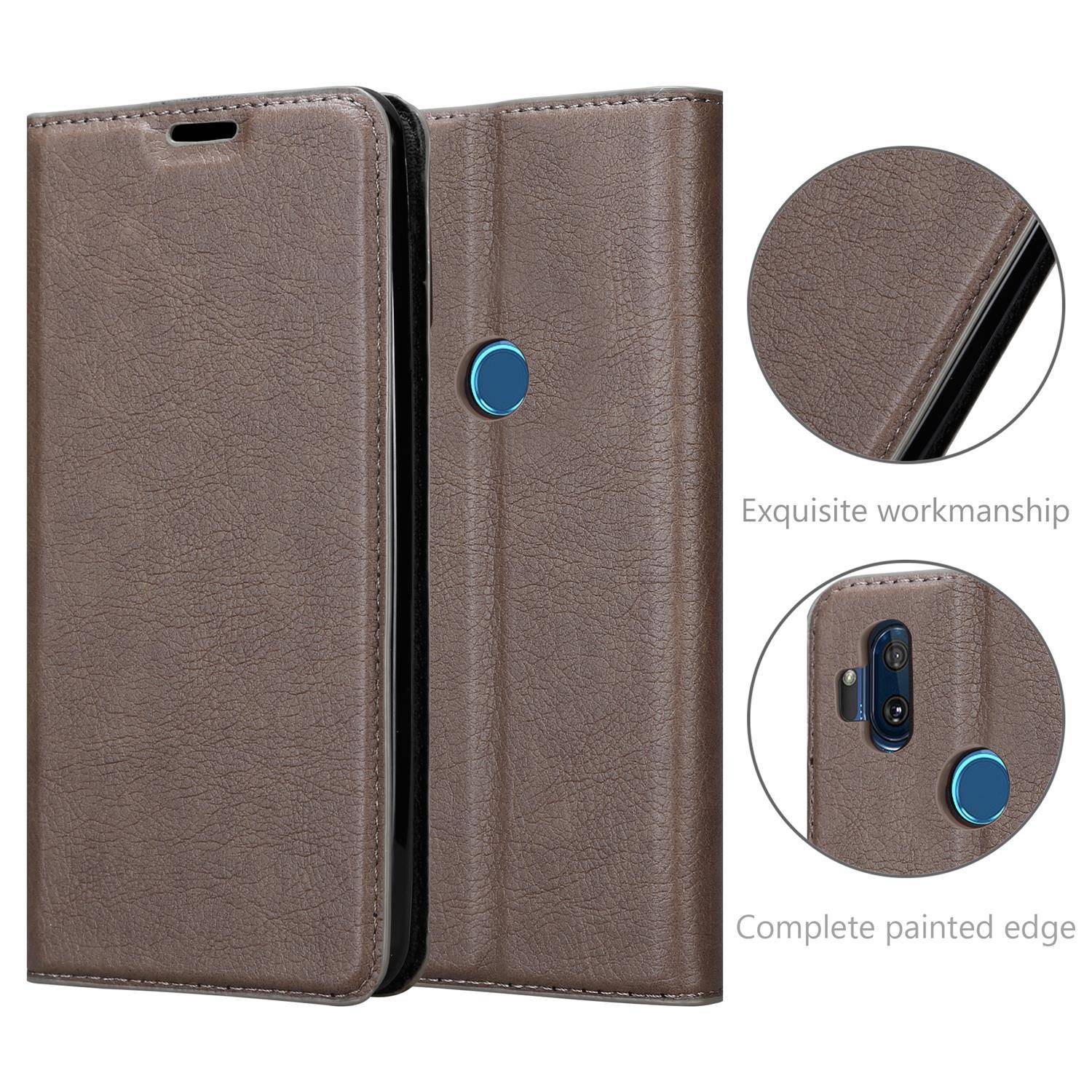 Cadorabo Hülle für Motorola ONE HYPER Schutz Hülle in Braun Handyhülle Etui Case Cover Magnetverschluss