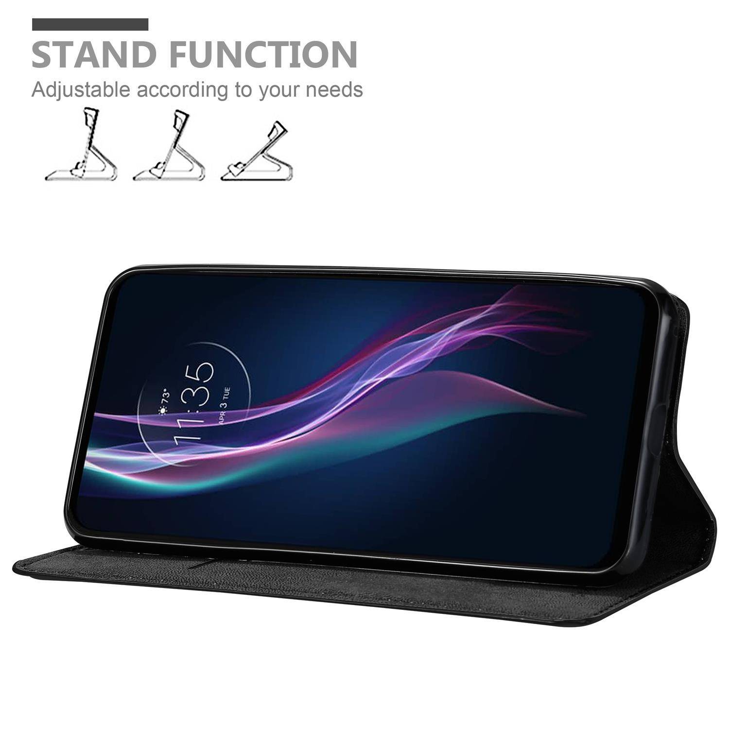 Cadorabo Hülle für Motorola ONE FUSION+ Schutz Hülle in Schwarz Handyhülle Etui Case Cover Magnetverschluss