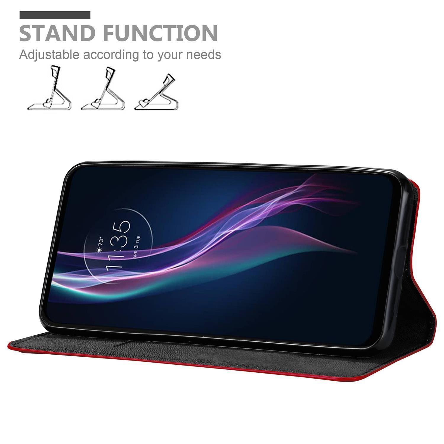 Cadorabo Hülle für Motorola ONE FUSION+ Schutz Hülle in Rot Handyhülle Etui Case Cover Magnetverschluss