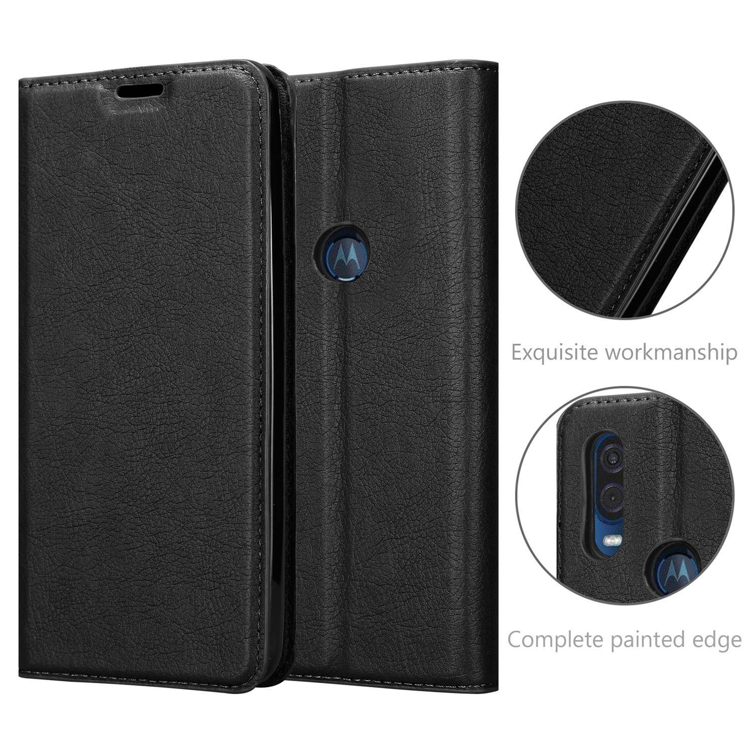 Cadorabo Hülle für Motorola ONE VISION Schutz Hülle in Schwarz Handyhülle Etui Case Cover Magnetverschluss