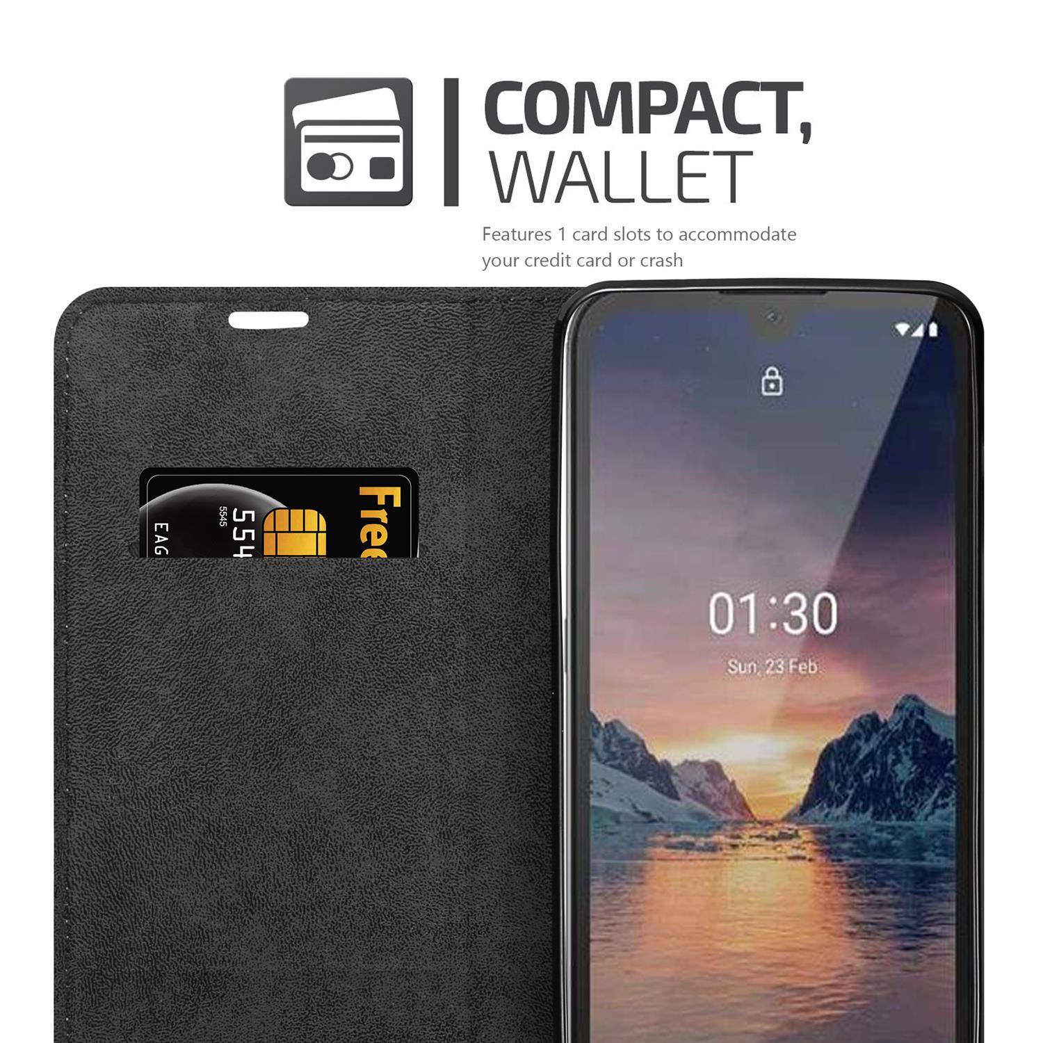 Cadorabo Hülle für Nokia 1.3 Schutz Hülle in Braun Handyhülle Etui Case Cover Magnetverschluss