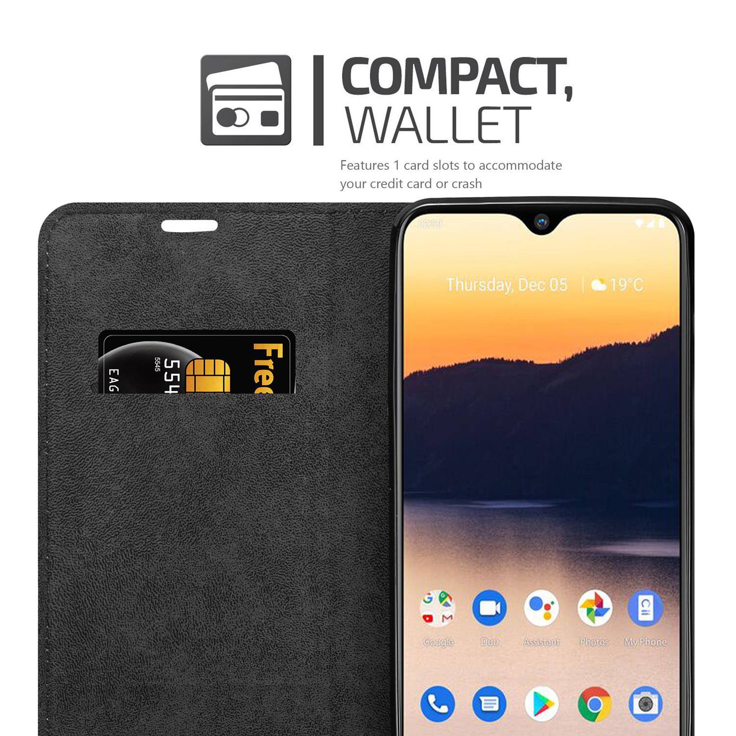 Cadorabo Hülle für Nokia 2.3 Schutz Hülle in Schwarz Handyhülle Etui Case Cover Magnetverschluss