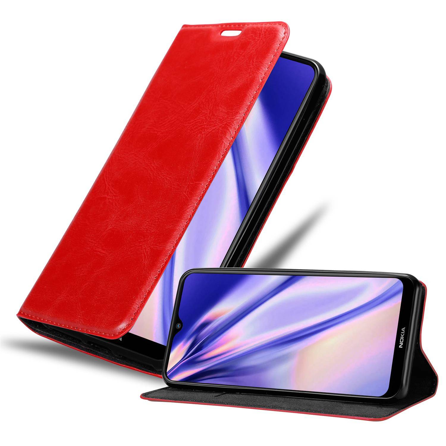 Cadorabo Hülle für Nokia 2.3 Schutz Hülle in Rot Handyhülle Etui Case Cover Magnetverschluss