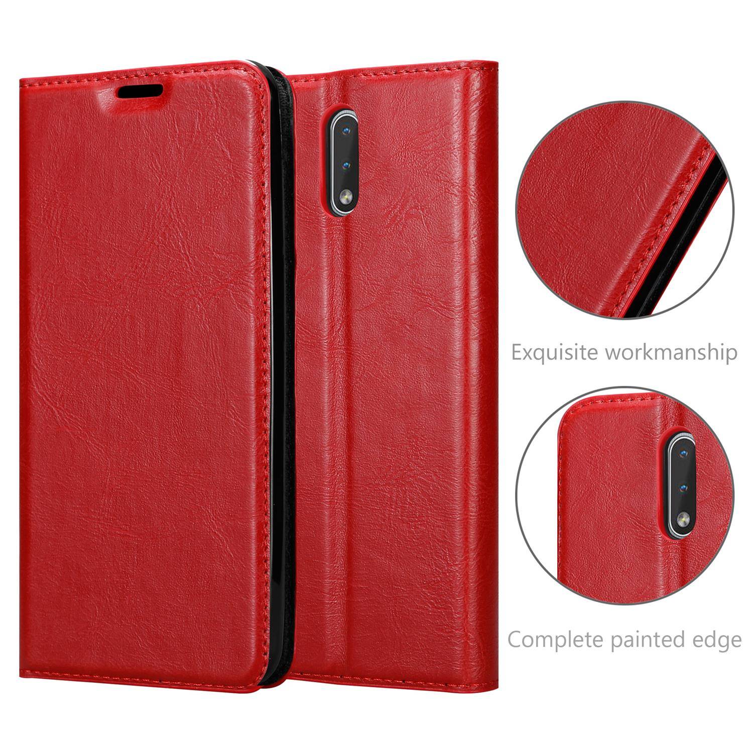 Cadorabo Hülle für Nokia 2.3 Schutz Hülle in Rot Handyhülle Etui Case Cover Magnetverschluss
