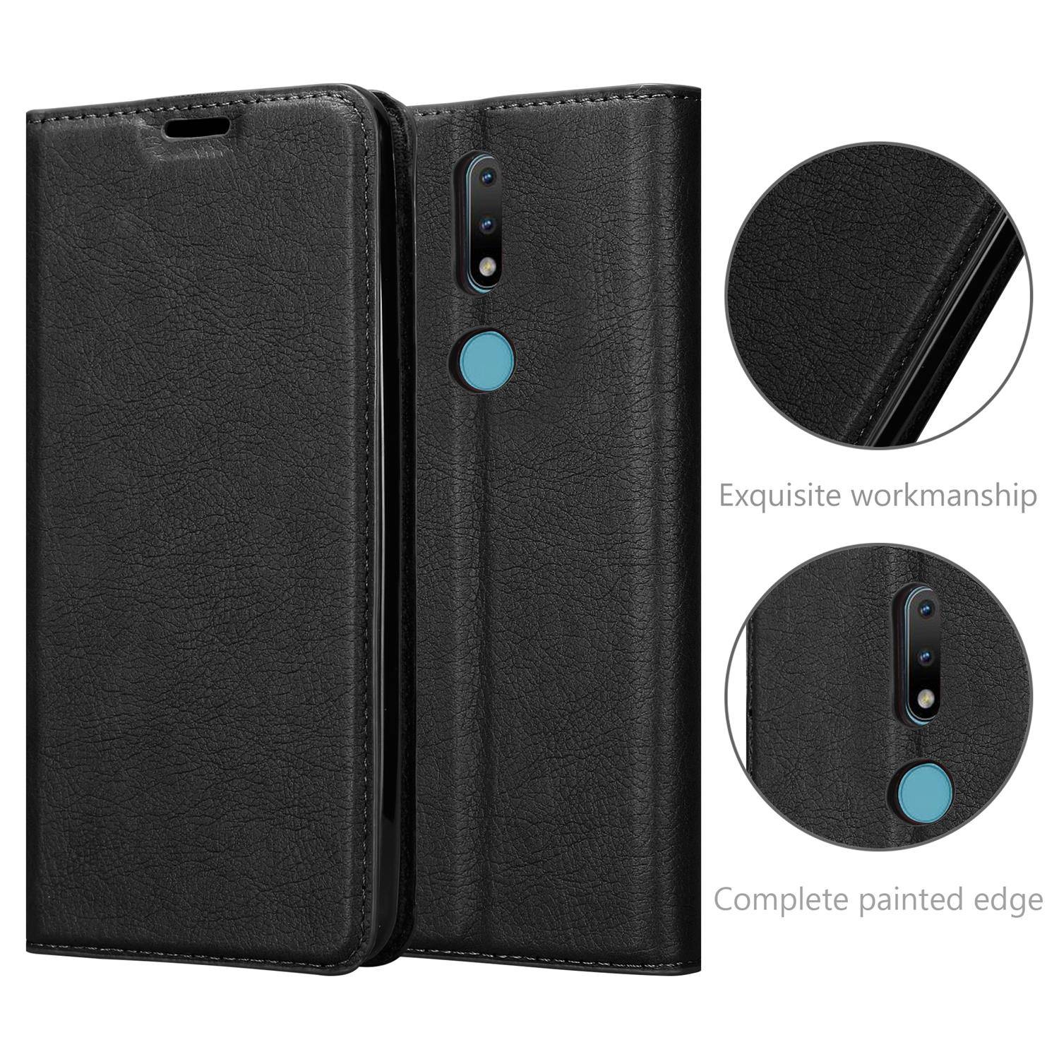 Cadorabo Hülle für Nokia 2.4 Schutz Hülle in Schwarz Handyhülle Etui Case Cover Magnetverschluss