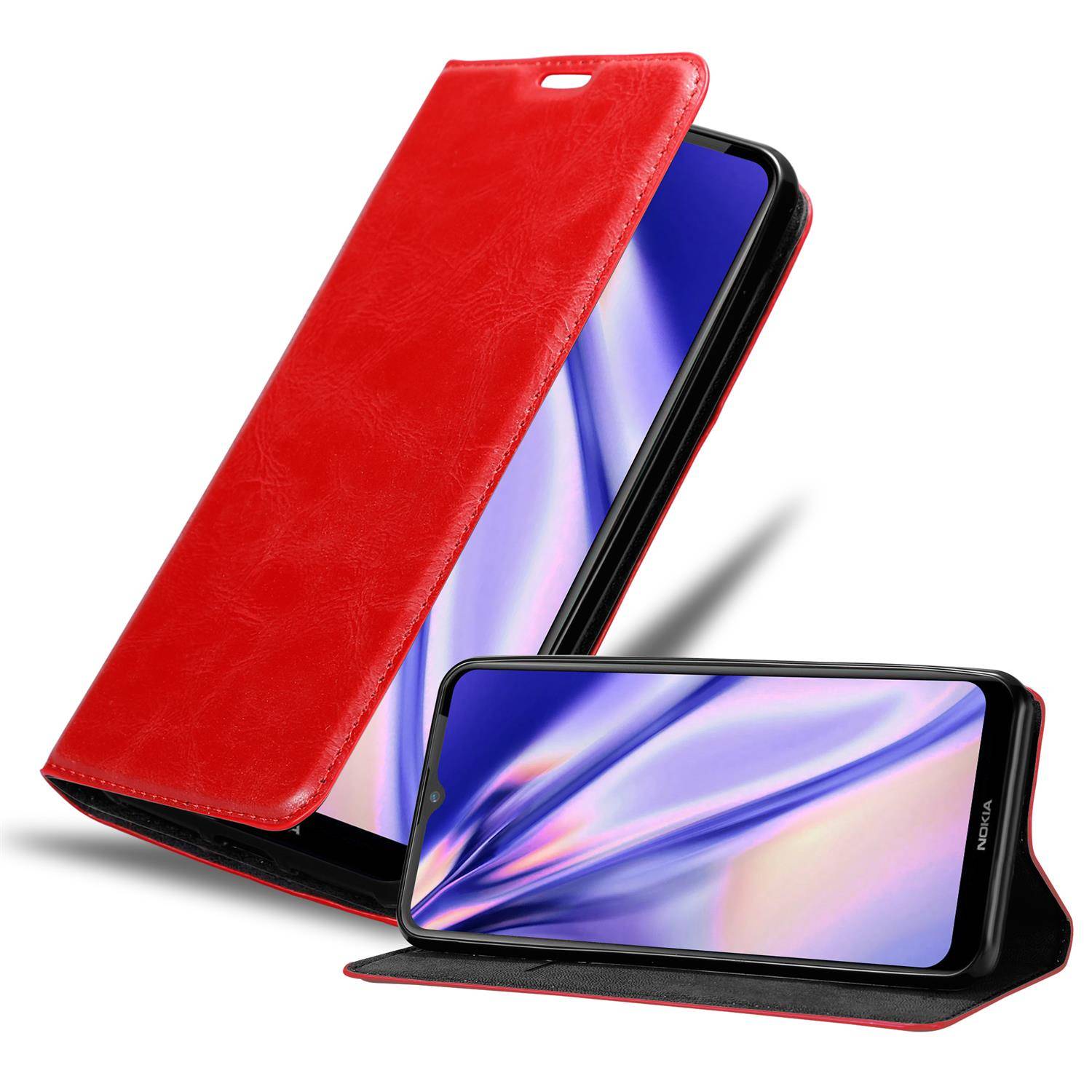 Cadorabo Hülle für Nokia 2.4 Schutz Hülle in Rot Handyhülle Etui Case Cover Magnetverschluss