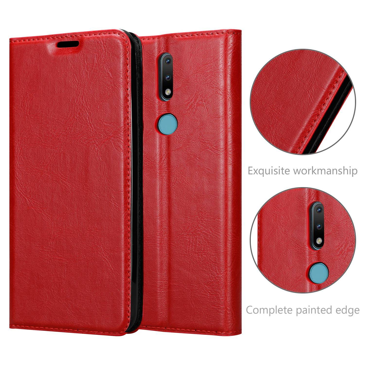 Cadorabo Hülle für Nokia 2.4 Schutz Hülle in Rot Handyhülle Etui Case Cover Magnetverschluss