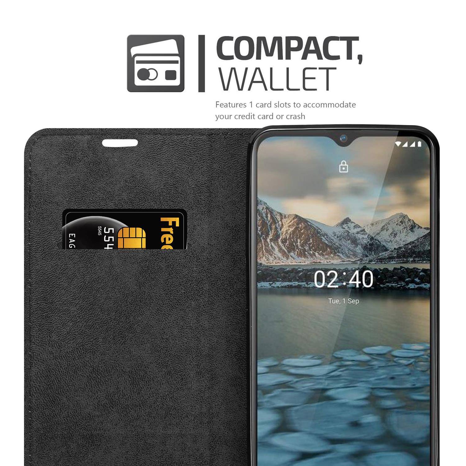 Cadorabo Hülle für Nokia 2.4 Schutz Hülle in Braun Handyhülle Etui Case Cover Magnetverschluss