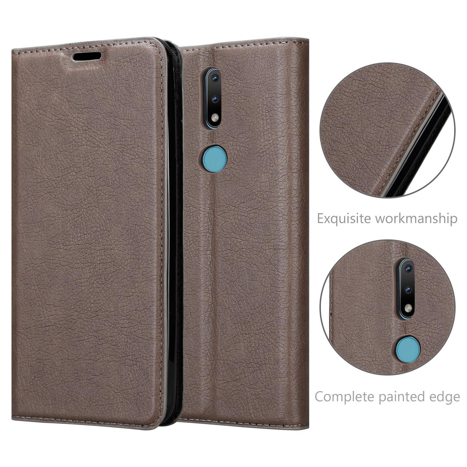 Cadorabo Hülle für Nokia 2.4 Schutz Hülle in Braun Handyhülle Etui Case Cover Magnetverschluss