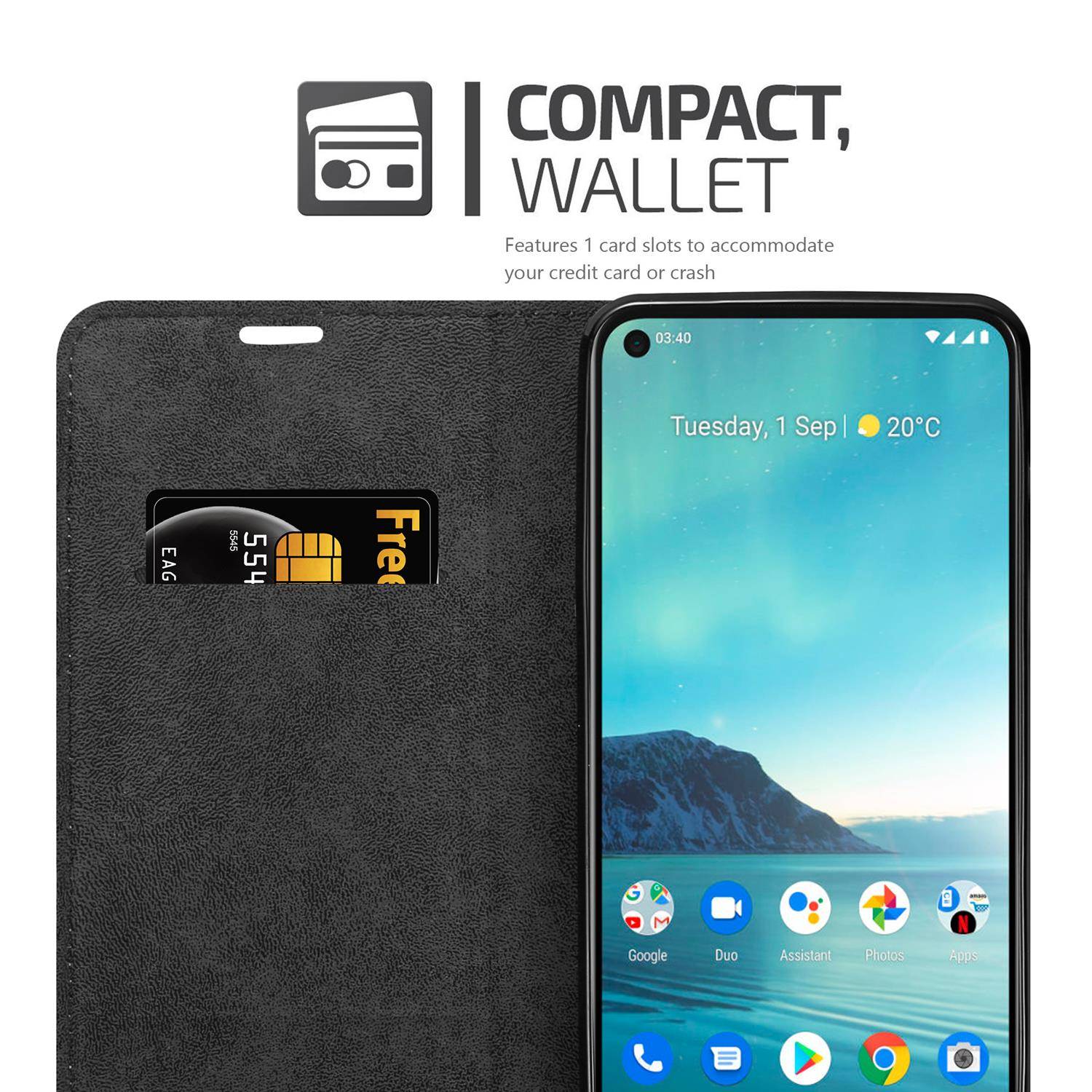 Cadorabo Hülle für Nokia 3.4 Schutz Hülle in Rot Handyhülle Etui Case Cover Magnetverschluss