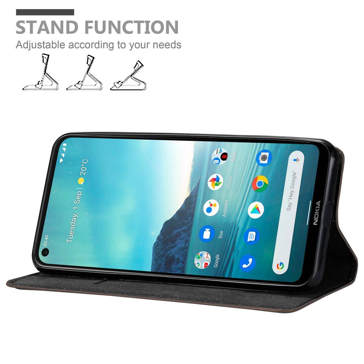 Cadorabo Hülle für Nokia 3.4 Schutz Hülle in Braun Handyhülle Etui Case Cover Magnetverschluss