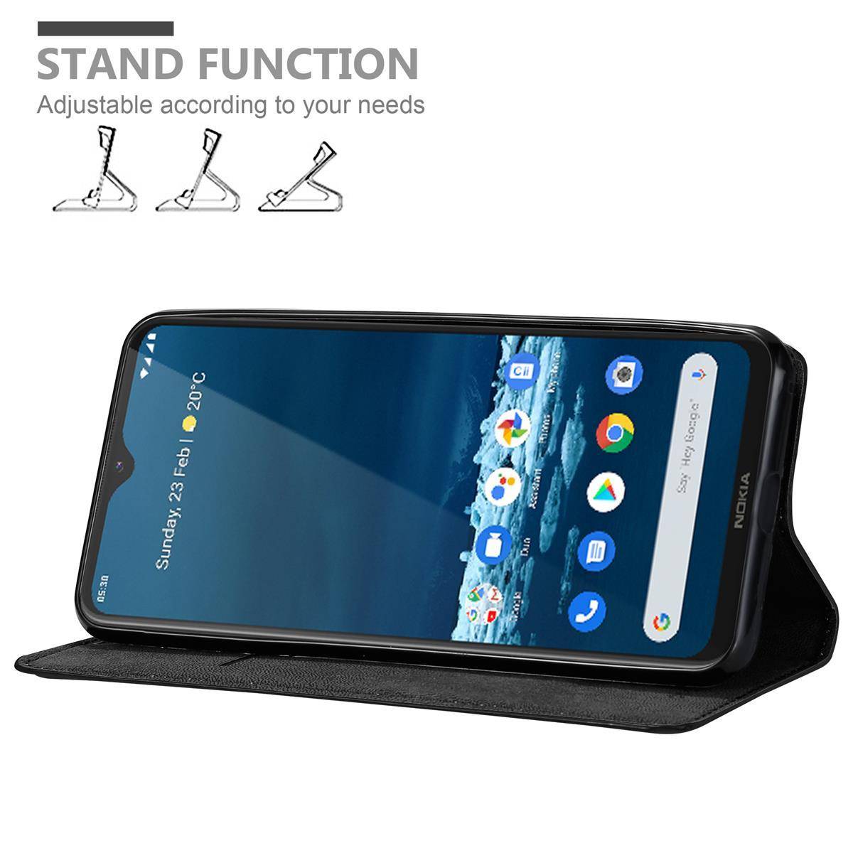 Cadorabo Hülle für Nokia 5.3 Schutz Hülle in Schwarz Handyhülle Etui Case Cover Magnetverschluss
