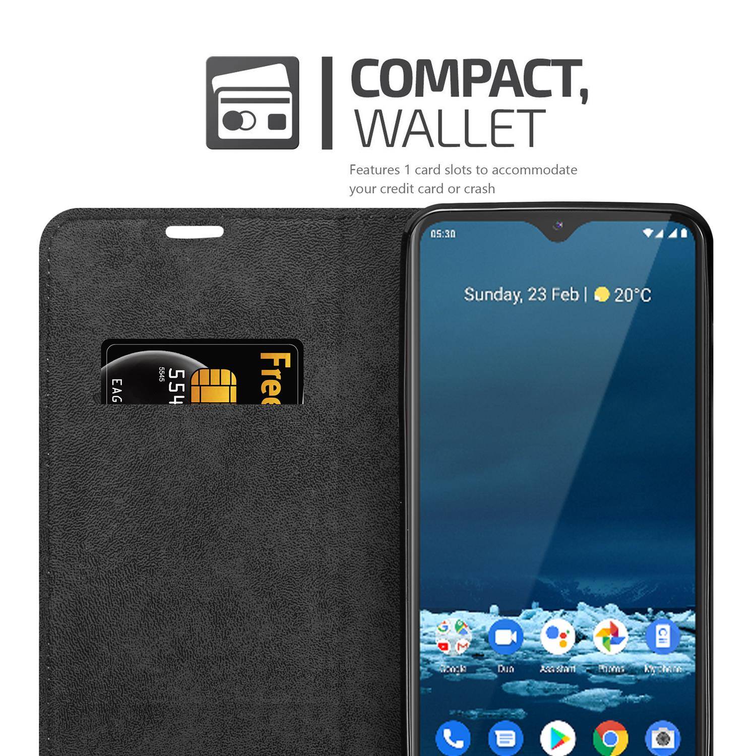 Cadorabo Hülle für Nokia 5.3 Schutz Hülle in Schwarz Handyhülle Etui Case Cover Magnetverschluss