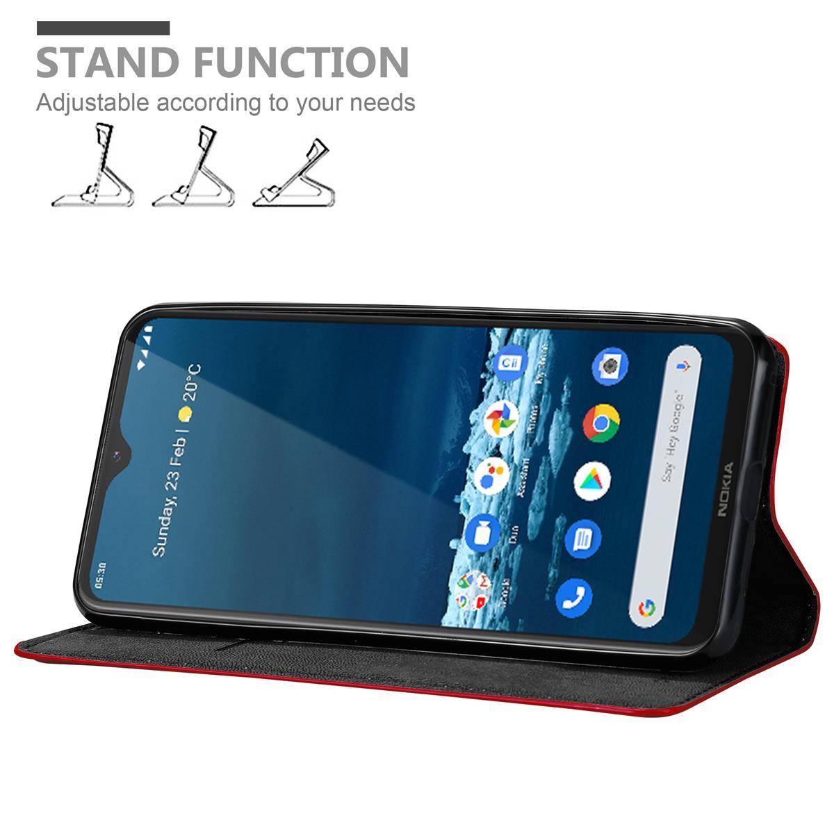 Cadorabo Hülle für Nokia 5.3 Schutz Hülle in Rot Handyhülle Etui Case Cover Magnetverschluss