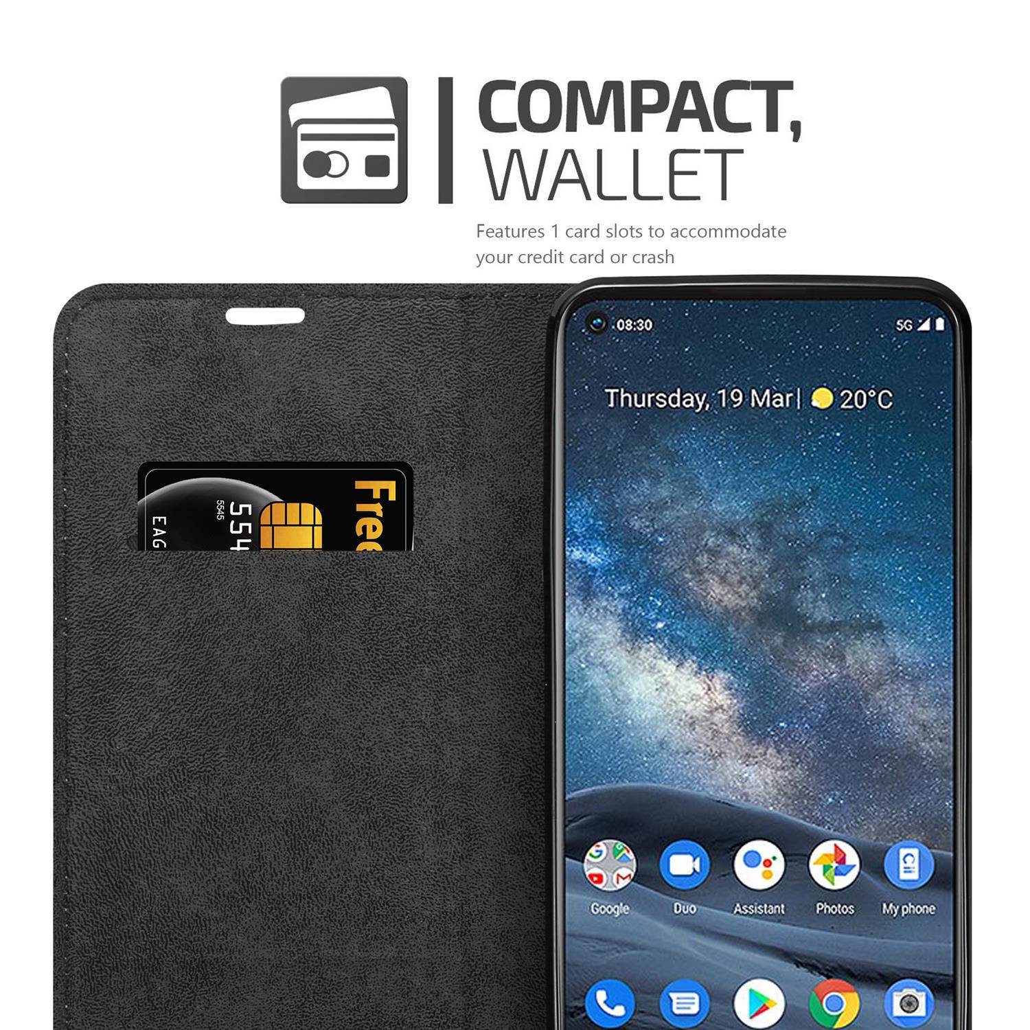 Cadorabo Hülle für Nokia 8.3 Schutz Hülle in Braun Handyhülle Etui Case Cover Magnetverschluss