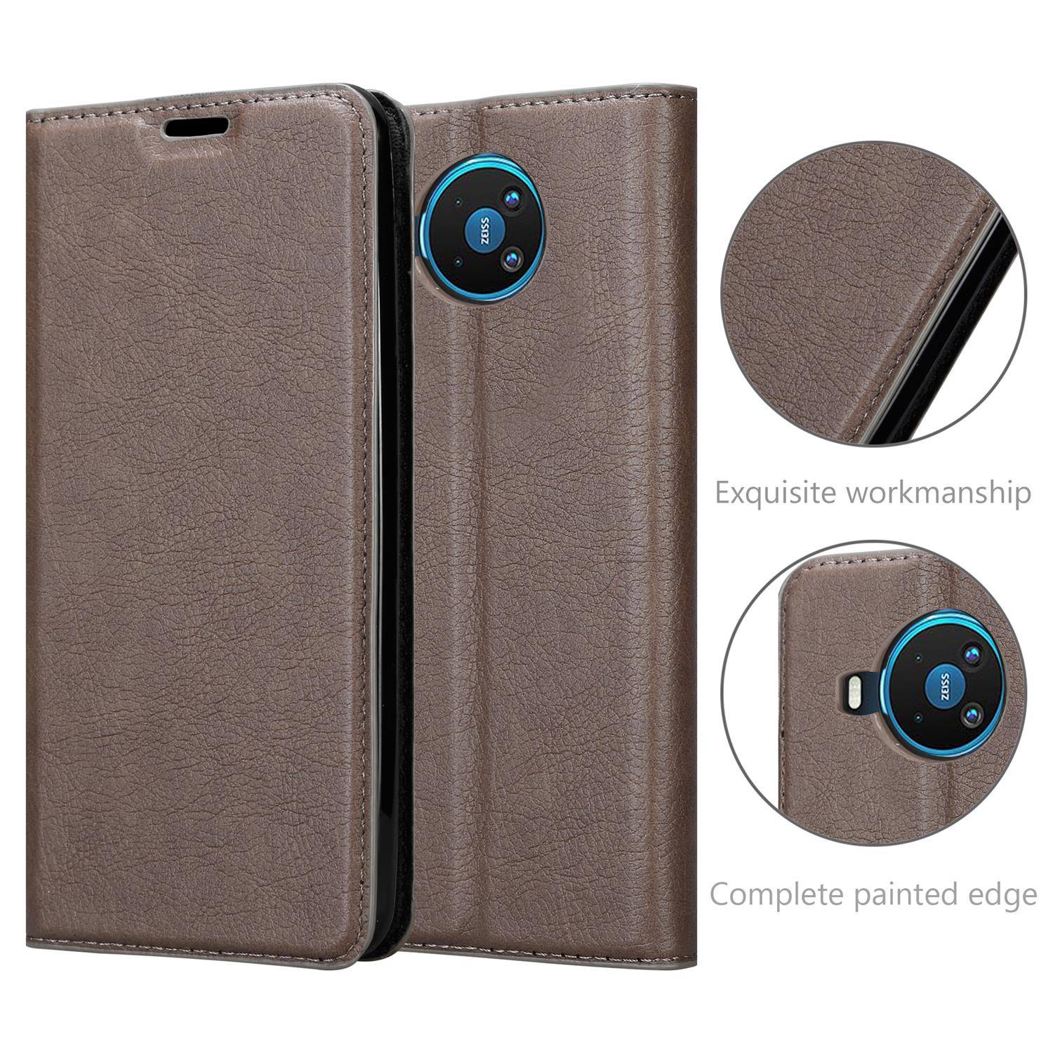 Cadorabo Hülle für Nokia 8.3 Schutz Hülle in Braun Handyhülle Etui Case Cover Magnetverschluss