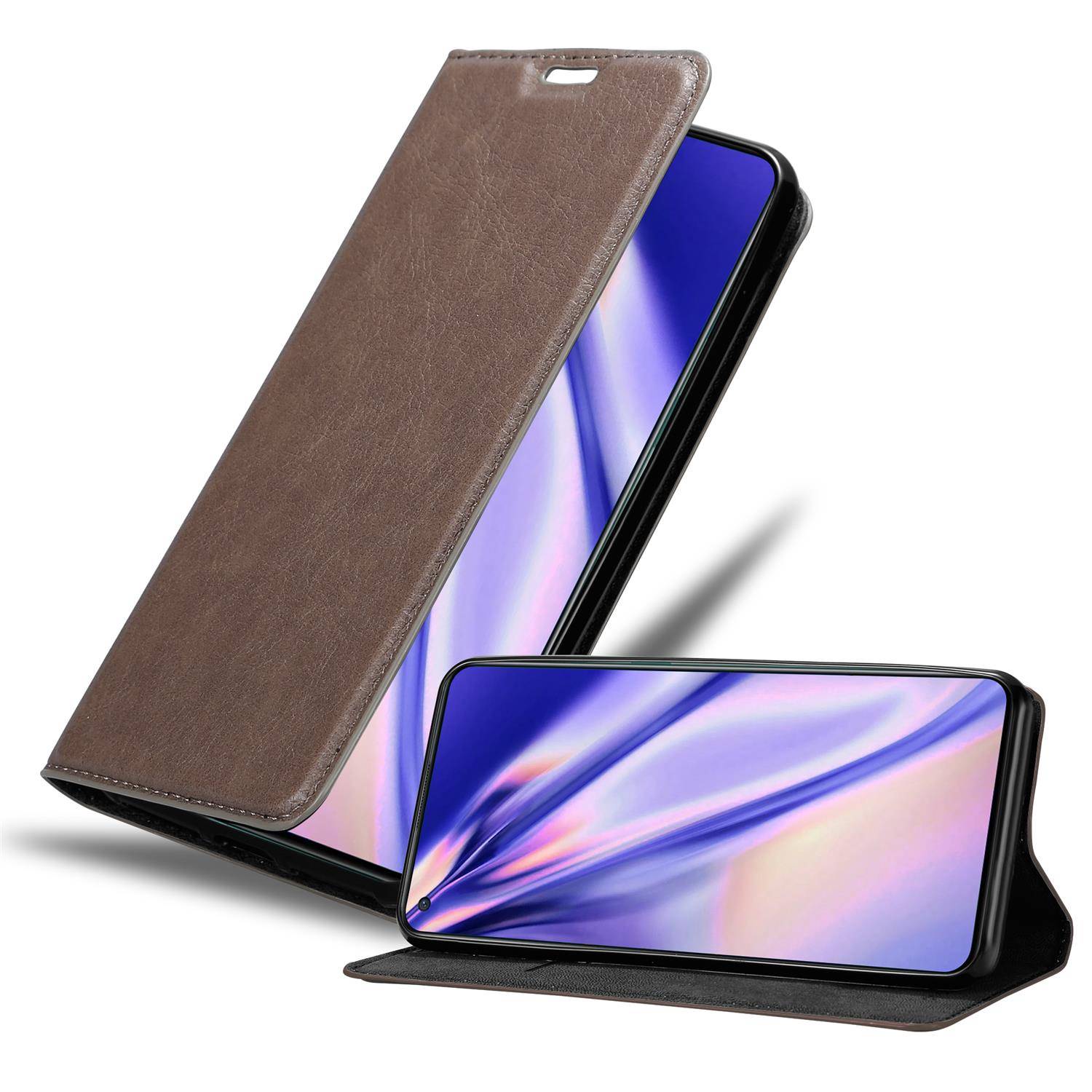 Cadorabo Hülle für OnePlus 8T Schutz Hülle in Braun Handyhülle Etui Case Cover Magnetverschluss