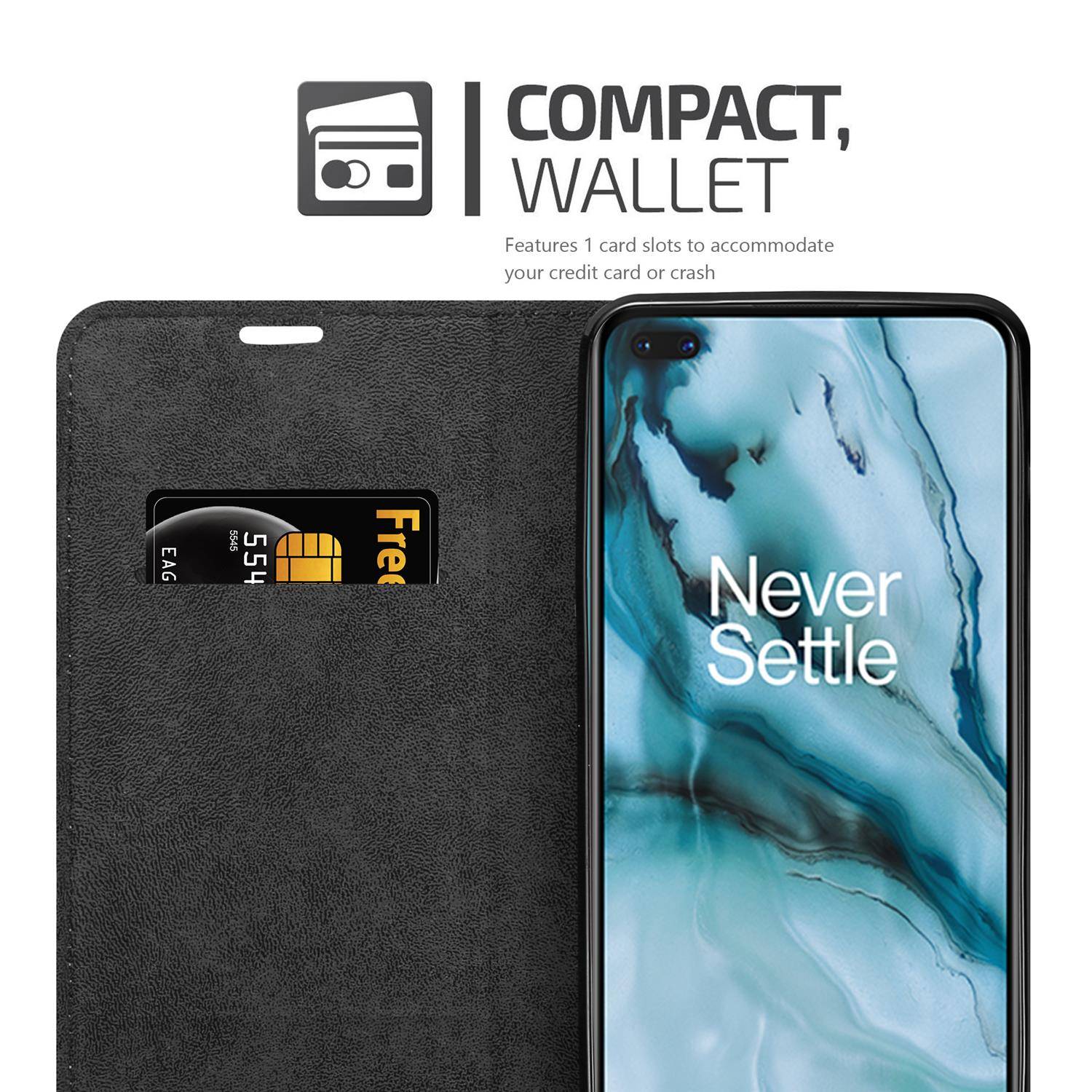 Cadorabo Hülle für OnePlus Nord Schutz Hülle in Schwarz Handyhülle Etui Case Cover Magnetverschluss