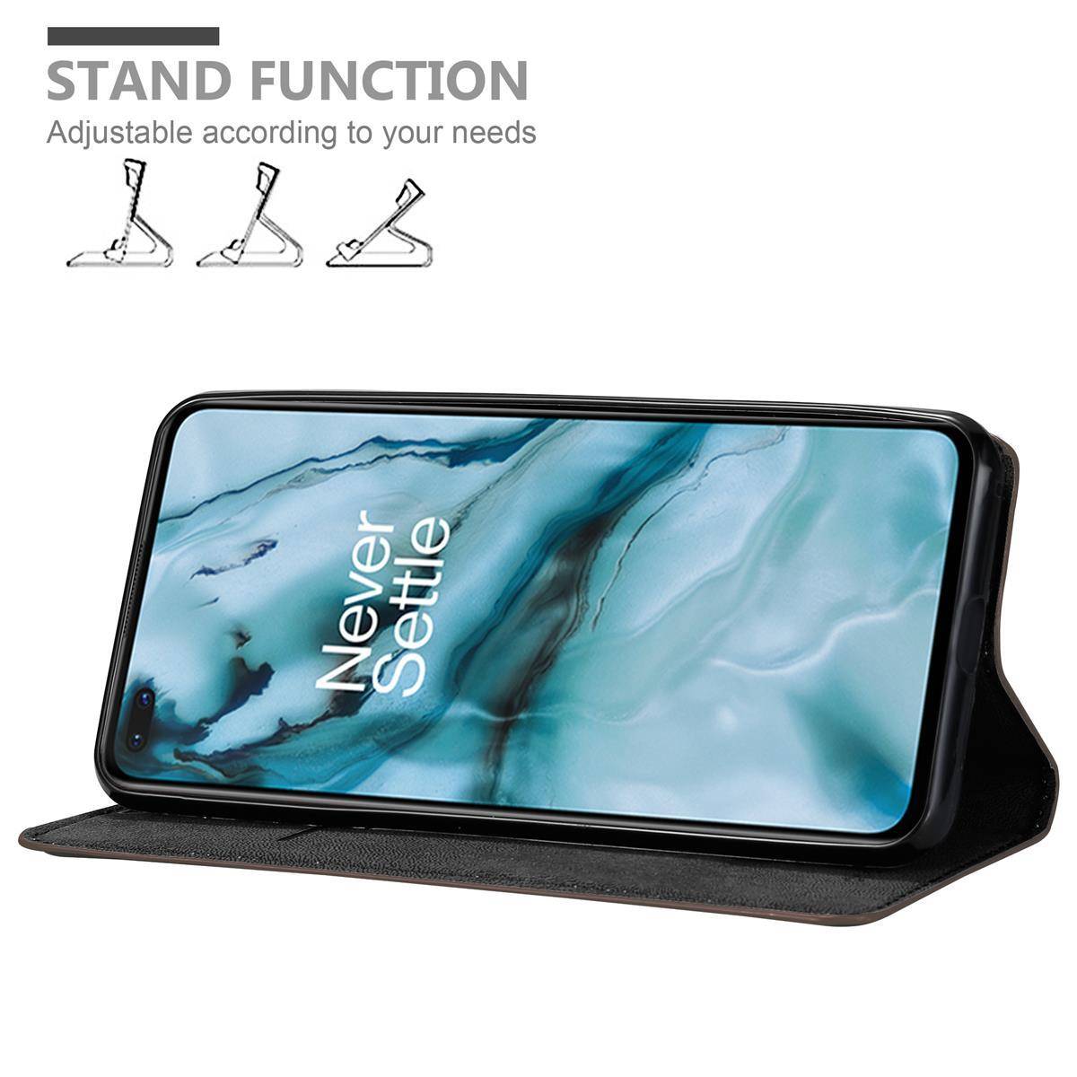 Cadorabo Hülle für OnePlus Nord Schutz Hülle in Braun Handyhülle Etui Case Cover Magnetverschluss