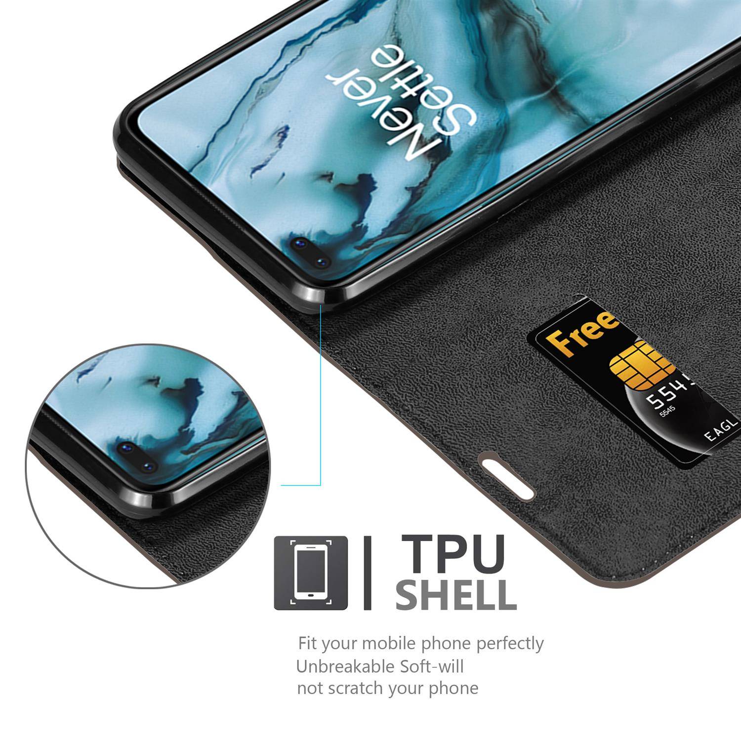 Cadorabo Hülle für OnePlus Nord Schutz Hülle in Braun Handyhülle Etui Case Cover Magnetverschluss