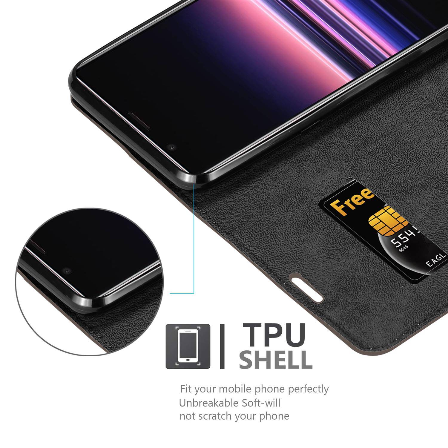 Cadorabo Hülle für Sony Xperia 5 II Schutz Hülle in Braun Handyhülle Etui Case Cover Magnetverschluss