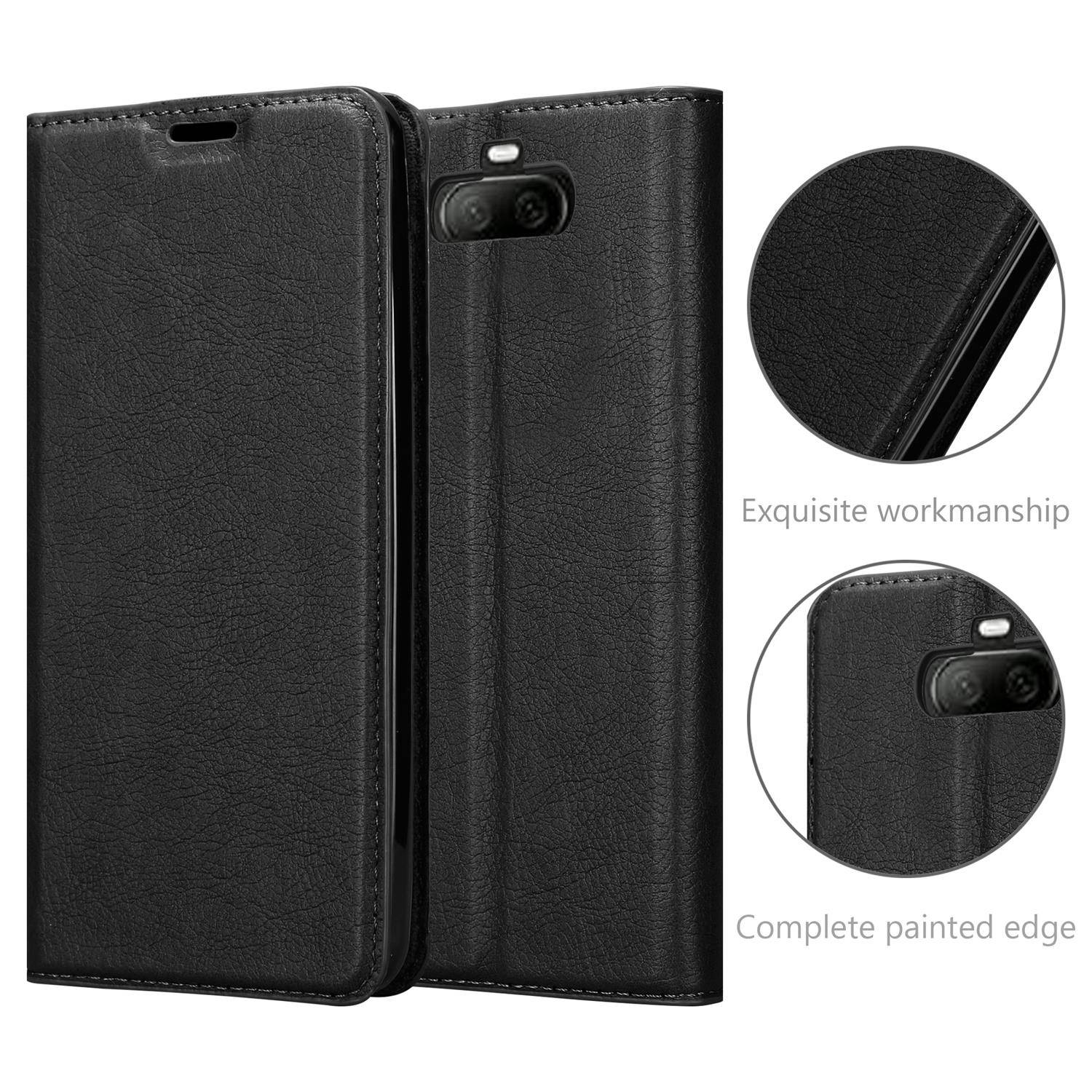 Cadorabo Hülle für Sony Xperia 20 Schutz Hülle in Schwarz Handyhülle Etui Case Cover Magnetverschluss