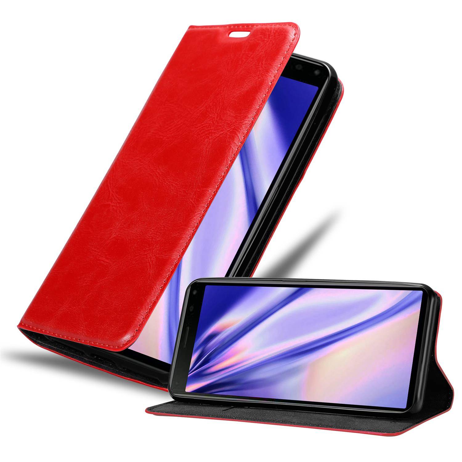 Cadorabo Hülle für Sony Xperia 20 Schutz Hülle in Rot Handyhülle Etui Case Cover Magnetverschluss
