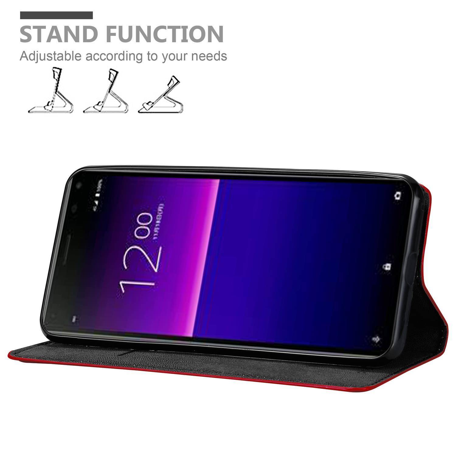 Cadorabo Hülle für Sony Xperia 20 Schutz Hülle in Rot Handyhülle Etui Case Cover Magnetverschluss