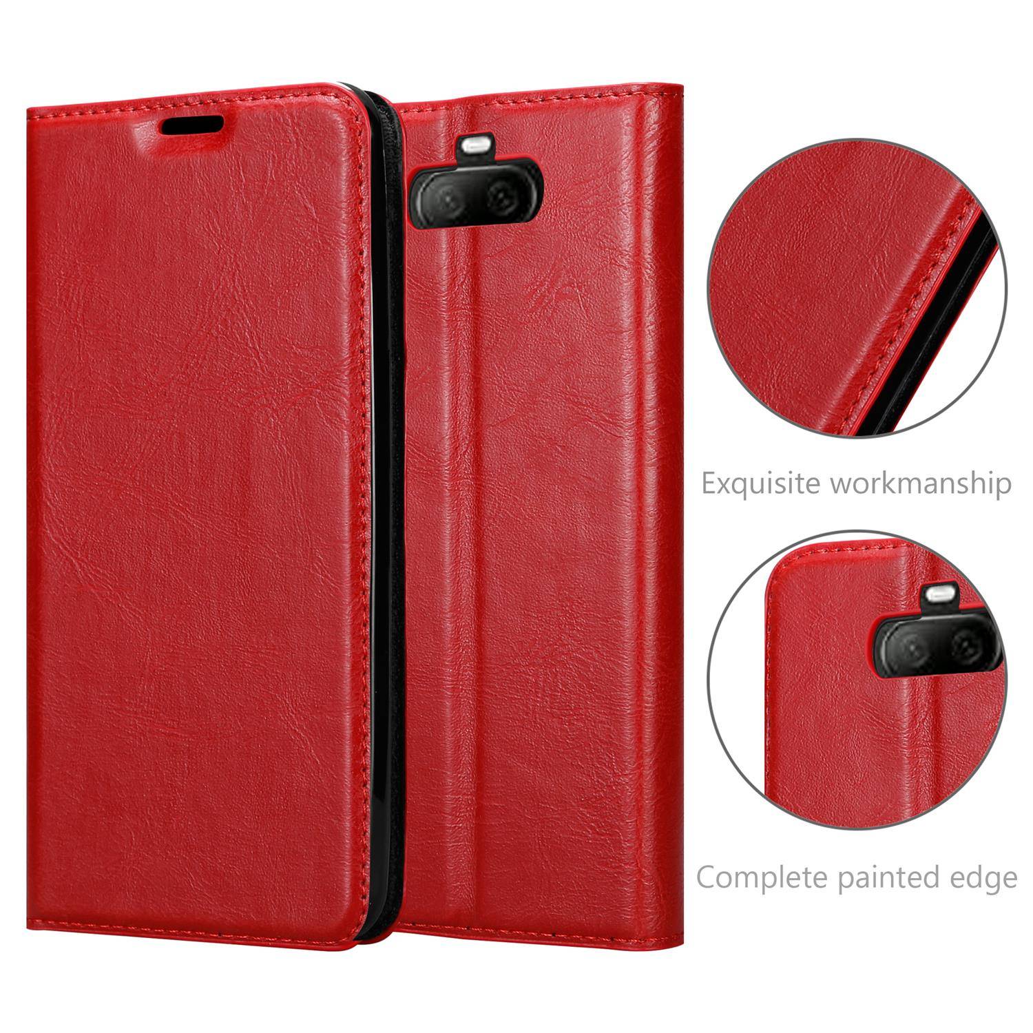 Cadorabo Hülle für Sony Xperia 20 Schutz Hülle in Rot Handyhülle Etui Case Cover Magnetverschluss